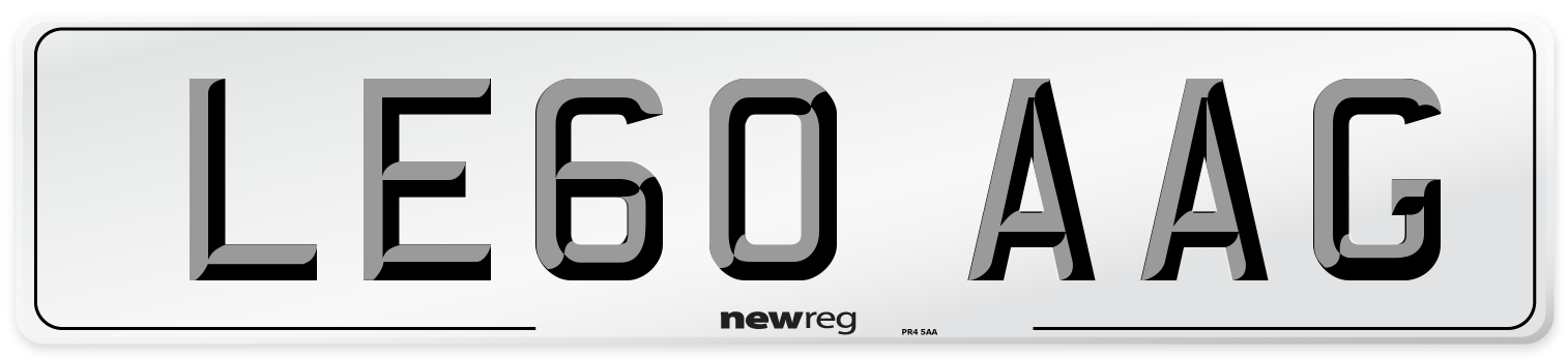 LE60 AAG Number Plate from New Reg